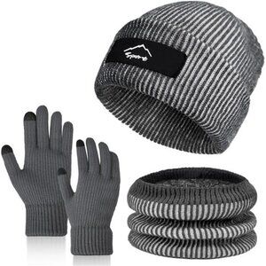 Winter Beanie Hats Scarf Gloves Set Slouchy Beanies Hat Knit Skull Cap Thick